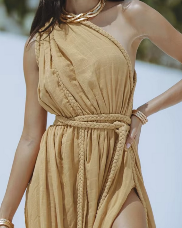 Bohemian Kleid Damen One Shoulder | Boho Chic Damen Kleid 