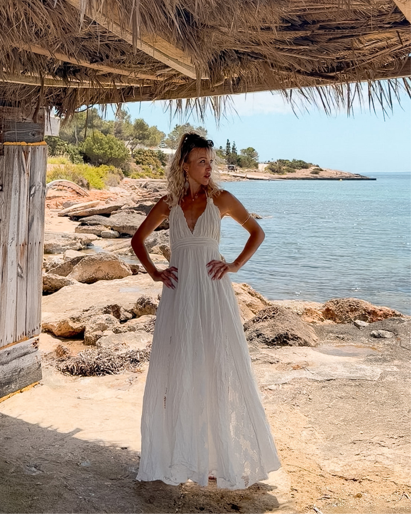 Damen Sommerkleid weiss elegant und feminin