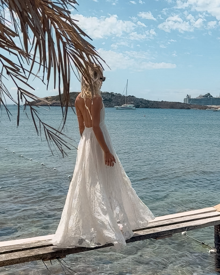 Romantisches Maxikleid für Ferien und Beach Club