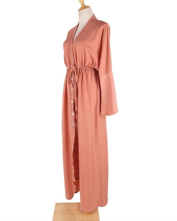 langes luftiges hochwertiges Bohochic Kleid mit weiten Ärmeln 