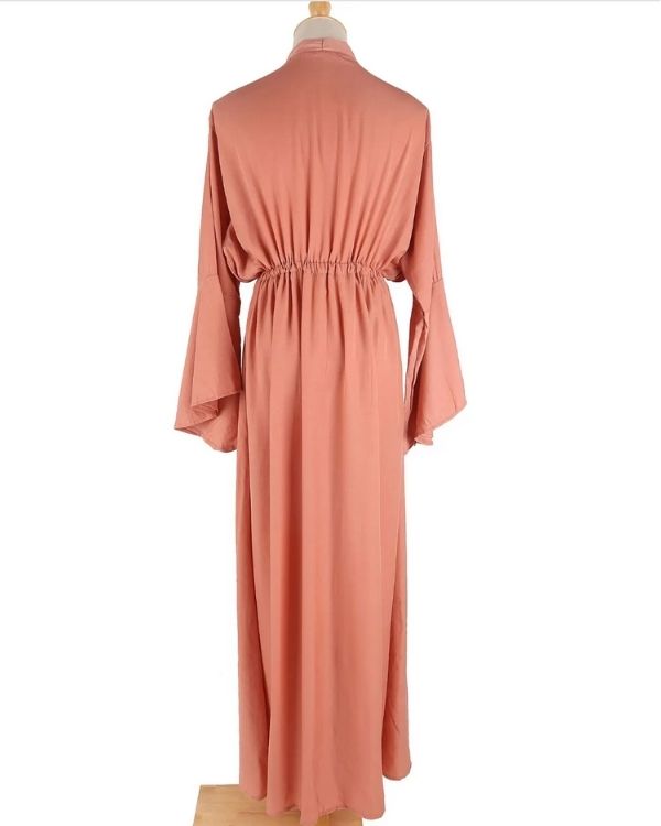 Elegantes langes Damen Sommerkleid in Bronze orange Braun - Viskose Sommerkleid 