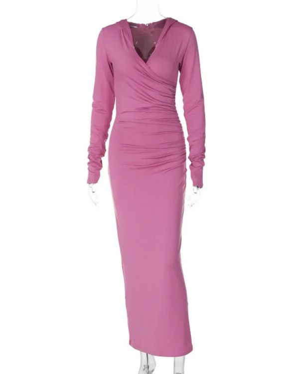 Legeres Kapuzenkleid in Rosa, das Stil und Komfort vereint