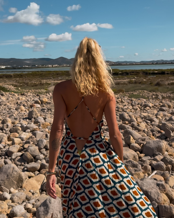Damen Kleid Sommer Ibiza Boho Look - Rückenfreies Maxikleid 