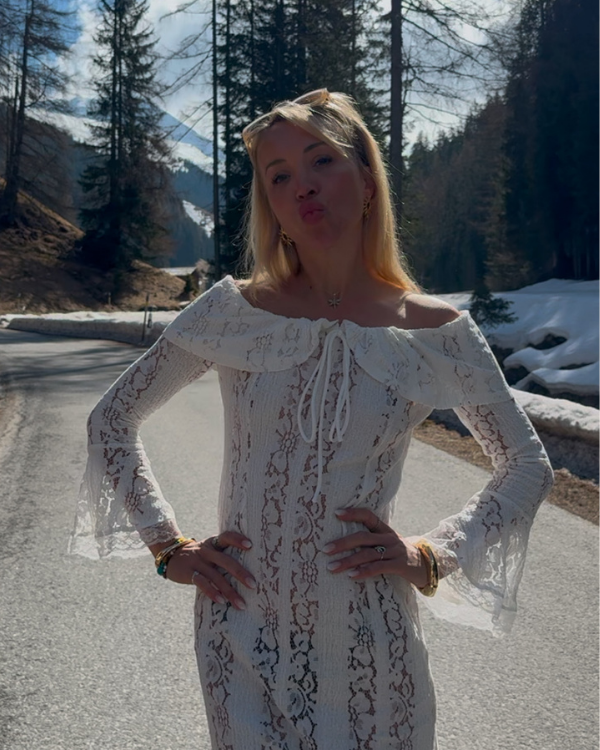 Maxikleid für Hochzeiten und Dinner-Dates | langes weisses Spitzenkleid