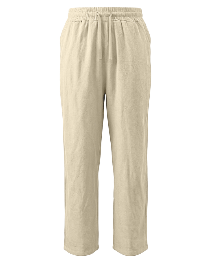 Lange Herren Leinenhose in Beige mit entspannter Passform und natürlicher Optik