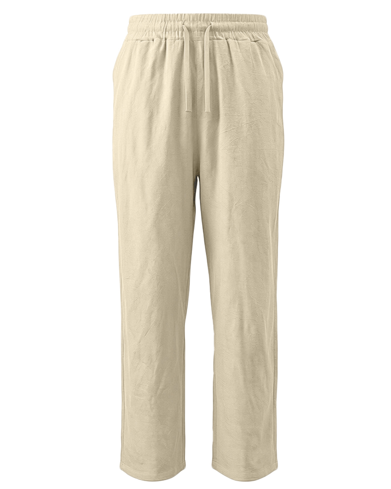 Lange Herren Leinenhose in Beige mit entspannter Passform und natürlicher Optik