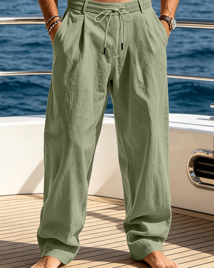 Gruene Herren Leinenhose Palermo in super bequemen Schnitt 