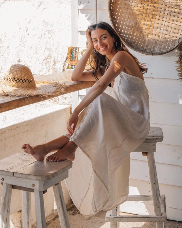 Beiges luftig und leichtes Boho Sommerkleid 