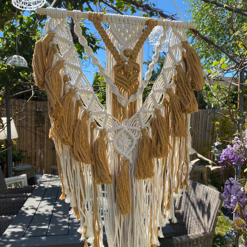 Boho Makramee Deko mit Quasten Wandbehang
