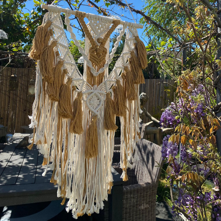 Makramee Wandbehang Boho Creme Braun Ibiza Style