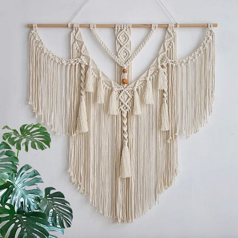 Beiges Boho Wandbehang aus Makramee - Wohnaccessoires online kaufen 