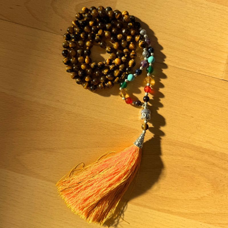 Braune Tigerauge Mala Kette - Gebetskette - Halskette 