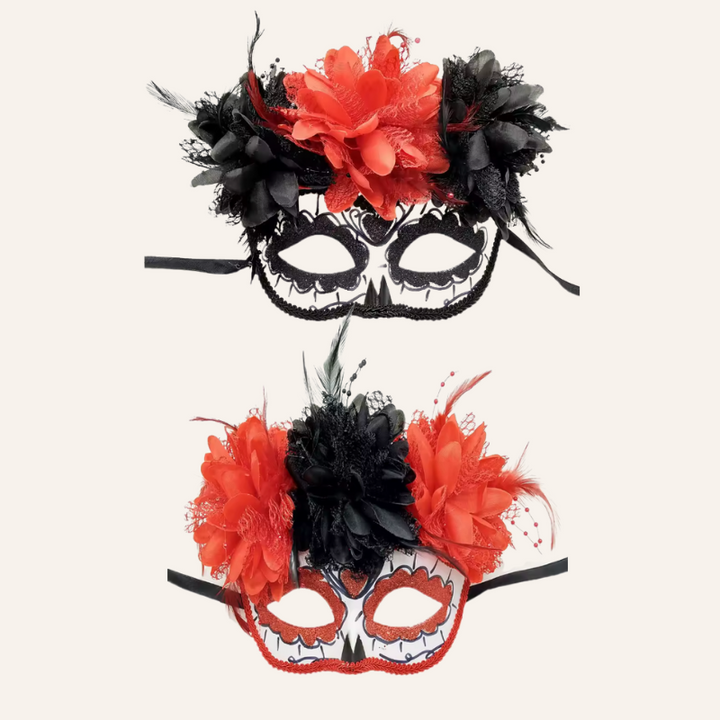 Halloween Augenmaske mit Blumen im Gothic Look