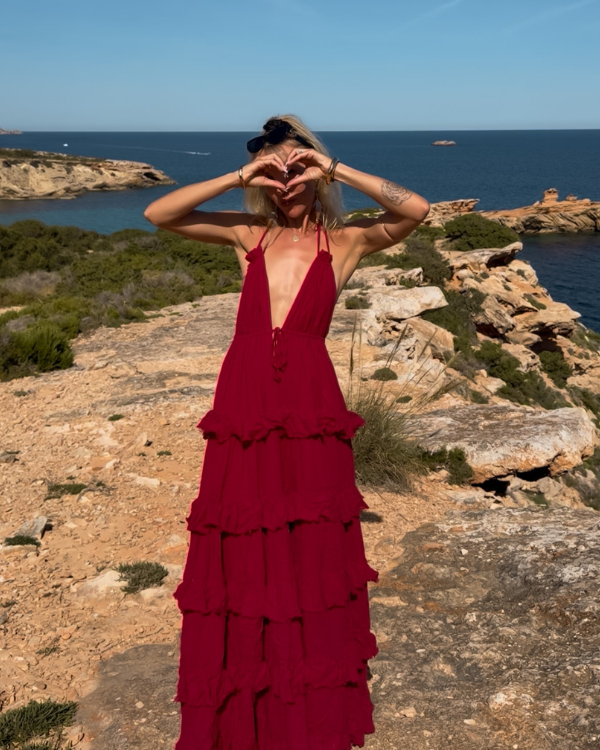 rotes strandkleid lang sommer | Boho Ibiza Kleid 