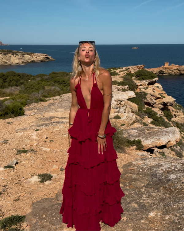 Ruffle Boho Kleid Red Passion