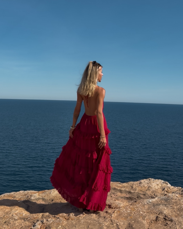 Ruffle Boho Kleid Red Passion