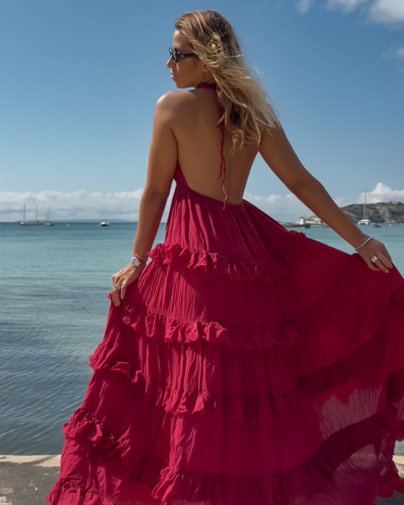 elegantes bohochic dress aus baumwolle | maxikleid ibiza style 