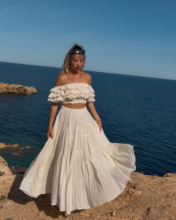 Langer Sommerrock im Boho Ibiza Style | Baumwolle Maxirock 