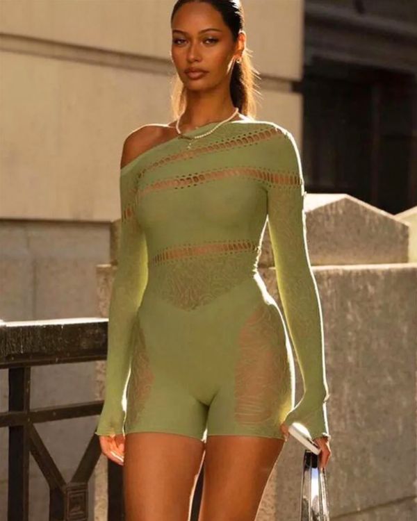 Eleganz trifft auf Extravaganz: grüner erotischer Mesh-Overall