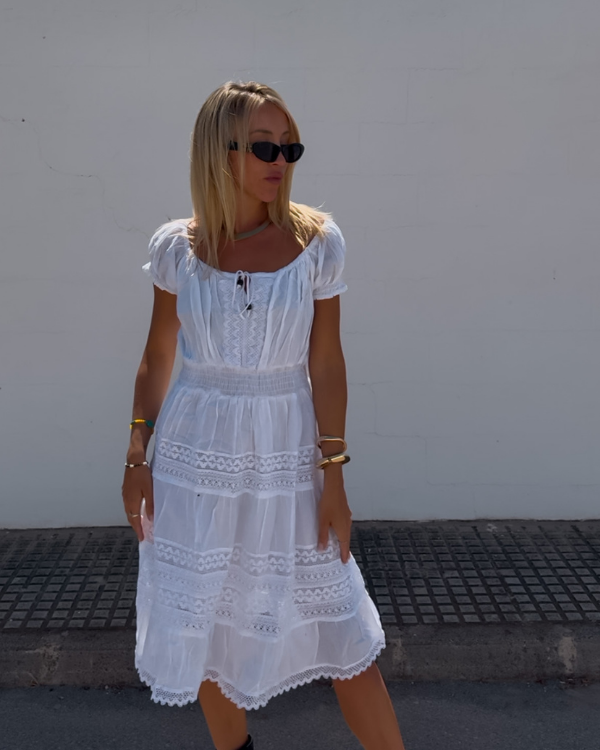 Romantisches Boho Kleid für Damen mit Rüschen - Baumwolle Sommerkleid