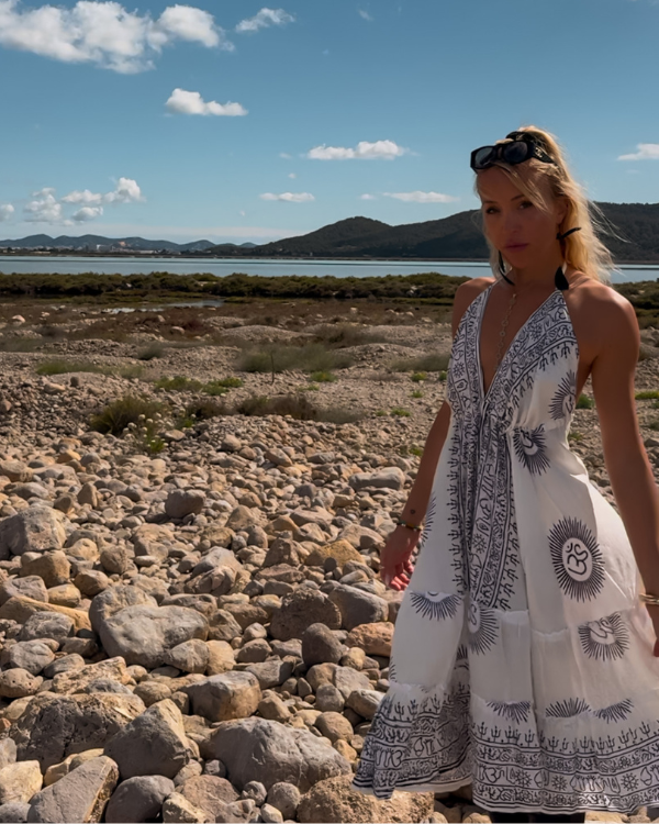 Leichtes Boho Kleid für Sommer - weisses Midi Kleid