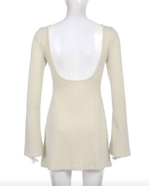 Rückenfreies Midi-Kleid mit Zopfmuster - Basic Loungewear Kleid 