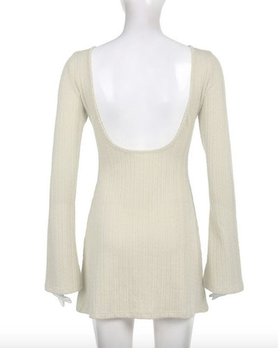 Rückenfreies Midi-Kleid mit Zopfmuster - Basic Loungewear Kleid 