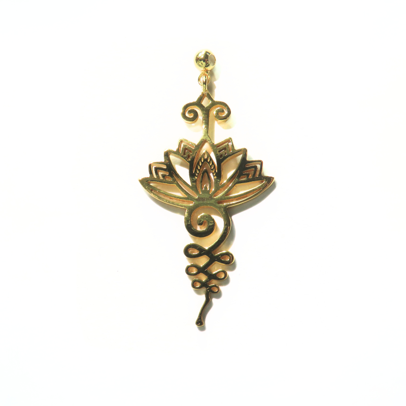 Goldene echt silber Anhänger Unalome Lotus in 18k vergoldet - Spiritueller Schmuck
