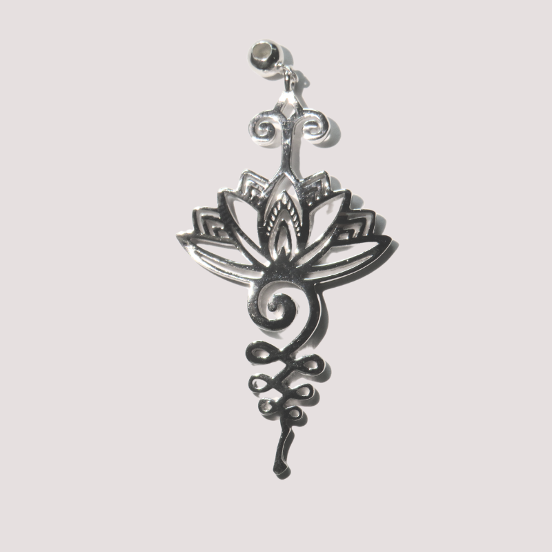 Spiritueller Schmuck Unalome Lotus Blumen Anhänger Kette aus Silber 925 