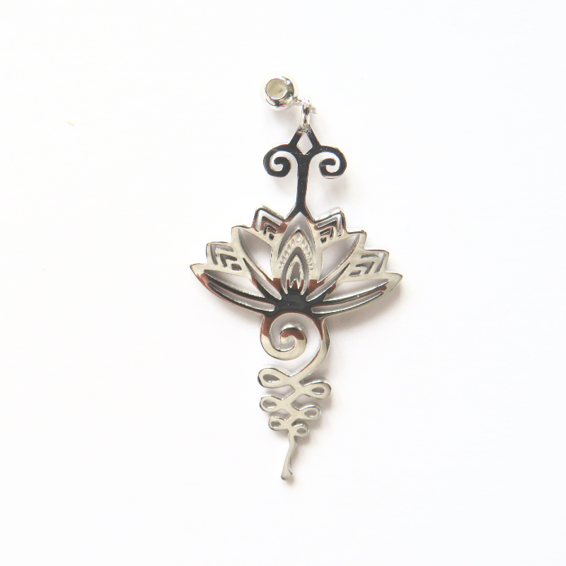 Echt Silber 925 Schmuck Anhänger Unalome Lotus Blume - Hochwertiger echt Silber 925 Schmuck