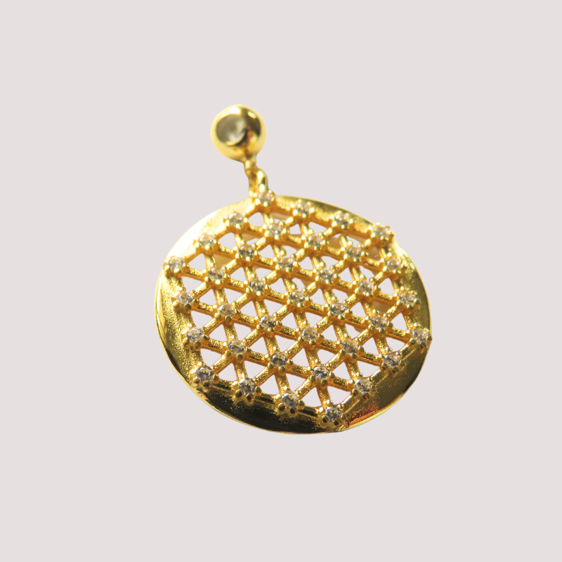 Lebensblume Anhänger mit Zirkonia Steinen - Blume des Lebens aus echtem Silber 925 in 18k vergoldet 