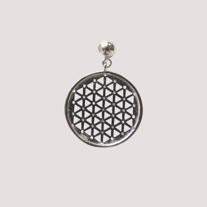 silberne Lebensblume Flower of Life Anhänger mit Zirkonia Steinen aus Silber 925