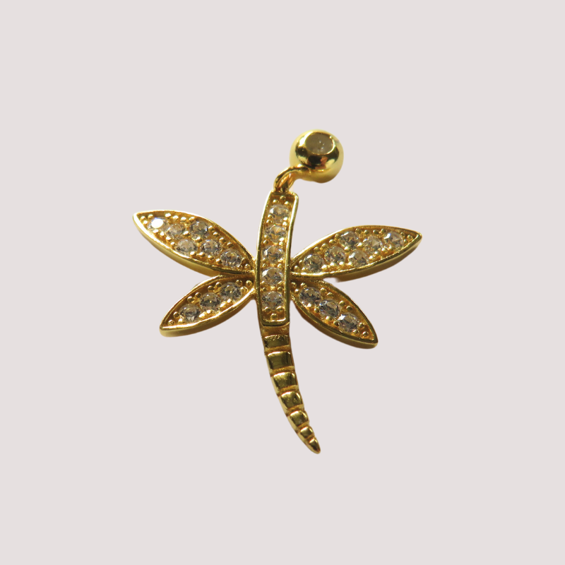 Hochwertiger Libelle Anhänger aus Sterling Silber 925 und 18k vergoldet - MOONCI Schmuck Libelle Anhänger 