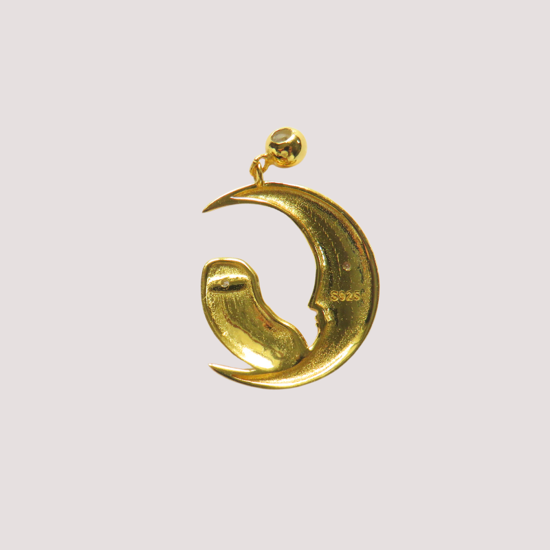 goldene Mond Gesicht Schmuck Anhänger aus echt silber 925