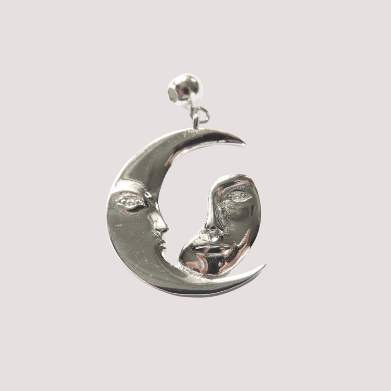 Echt Silber 925 Mond Gesicht Schmuck Anhänger MOONCI mit Zirkonia Stein als Auge 