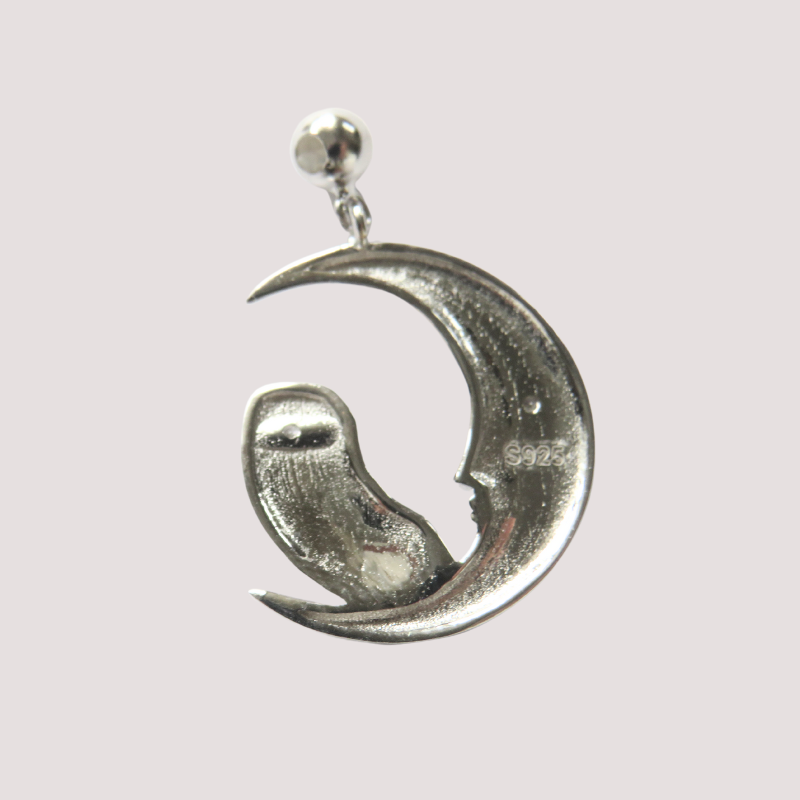 echt Silber 925 Schmuck Mond Gesicht Anhänger für Halskette 
