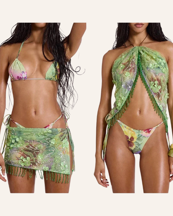 Vielseitiges Mesh-Tuch als Rock oder Top im Tropical Glitzer Look