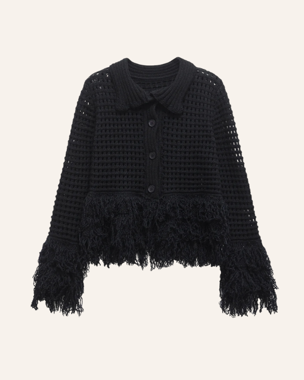 Häkeljacke mit Fransen Dark Boheme