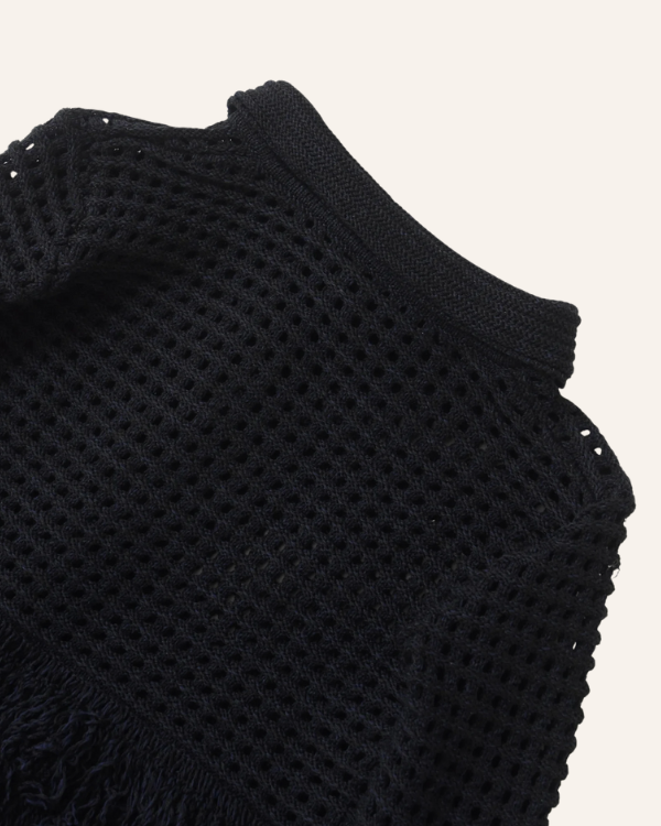 Damen Mode Häkel Fransen | schwarze Häkel Jacke  