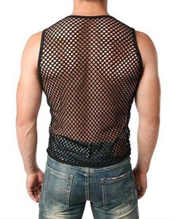 Herren Festival Netz Tank Top in schwarz - Maenner Fetisch Kinky Looks 