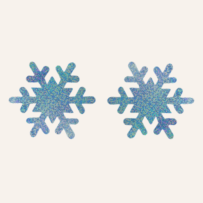 Glitzer Nippelsticker im Schneeflocken Symbol 