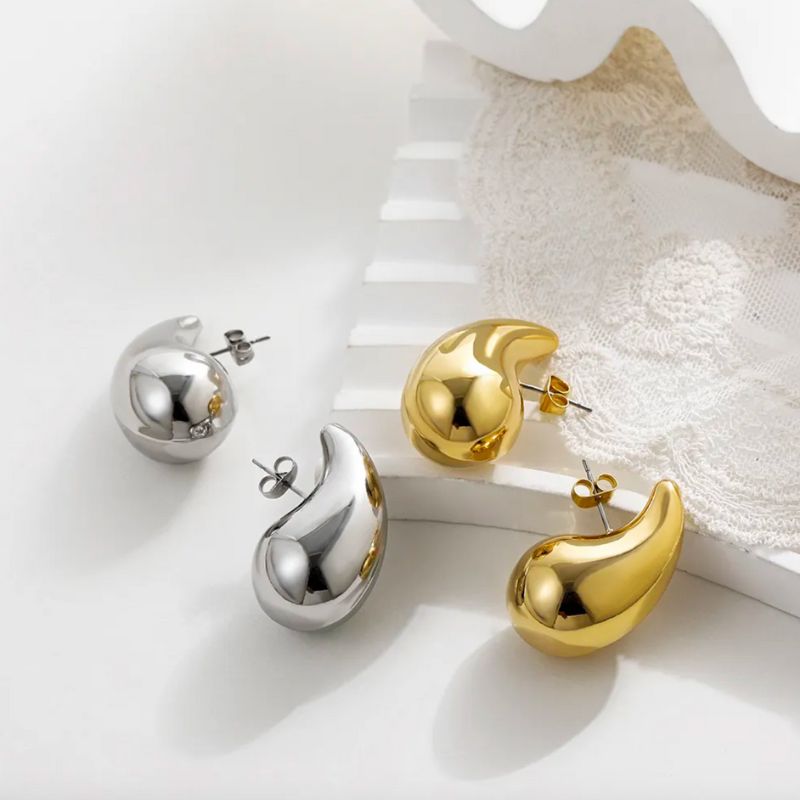 Gold Silberne Tropfen Ohrringe Ohrstecker in gold oder silber