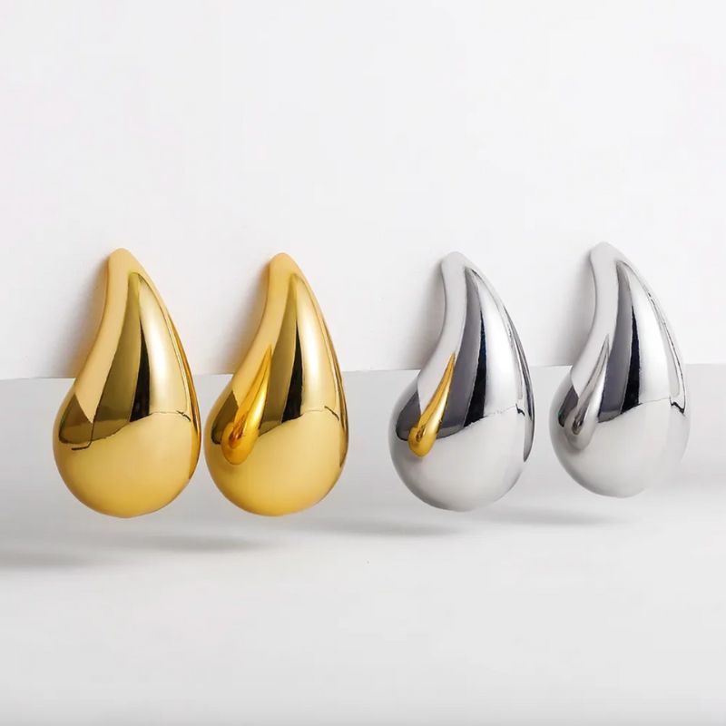 Tropfen Designer Ohrringe Ohrstecker in gold oder silber 