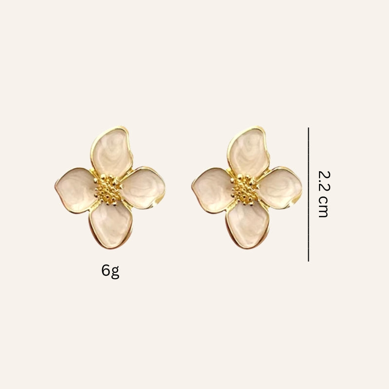 Ohrringe Damen Modeschmuck - Blumen Ohrringe in gold-weiss 