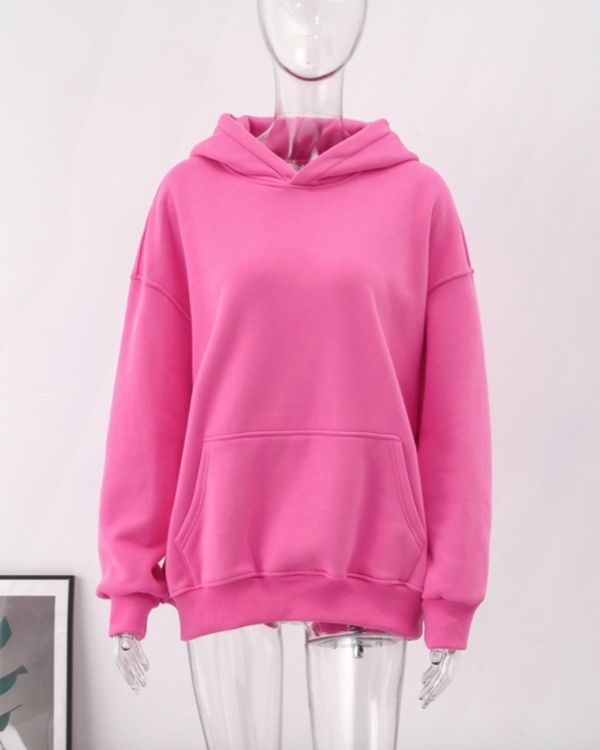 Kuscheliger Oversize Damen Hoodie Pullover in knall pink