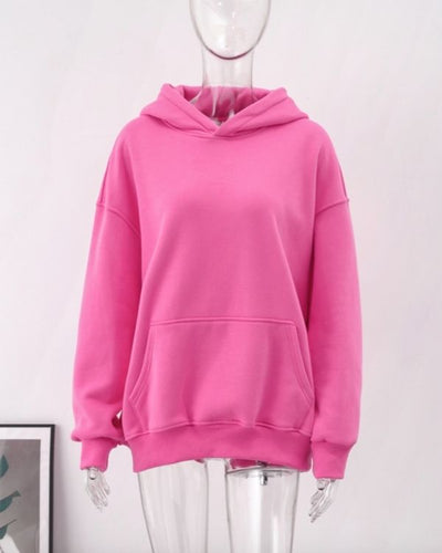 Kuscheliger Oversize Damen Hoodie Pullover in knall pink
