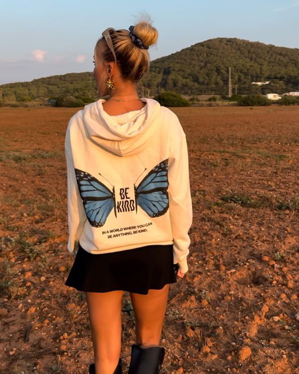 Designer Schmetterling Butterfly BE KIND Hoodie Kapuzen Pullover