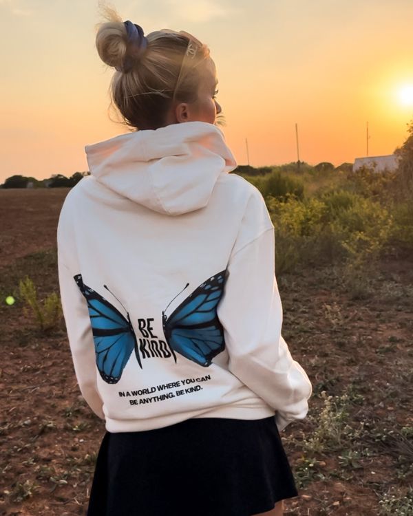 Oversize Hoodie Be Kind | Blue Butterfly