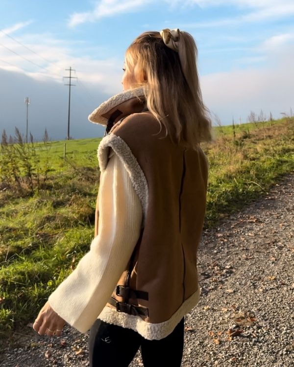 Warmes Oversize Gilet mit hohem Kragen und Plüsch Innen 