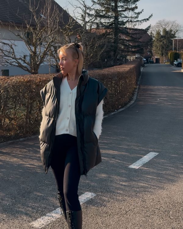 Kunstleder Damen Gilet Weste Oversize und Bomberlook 